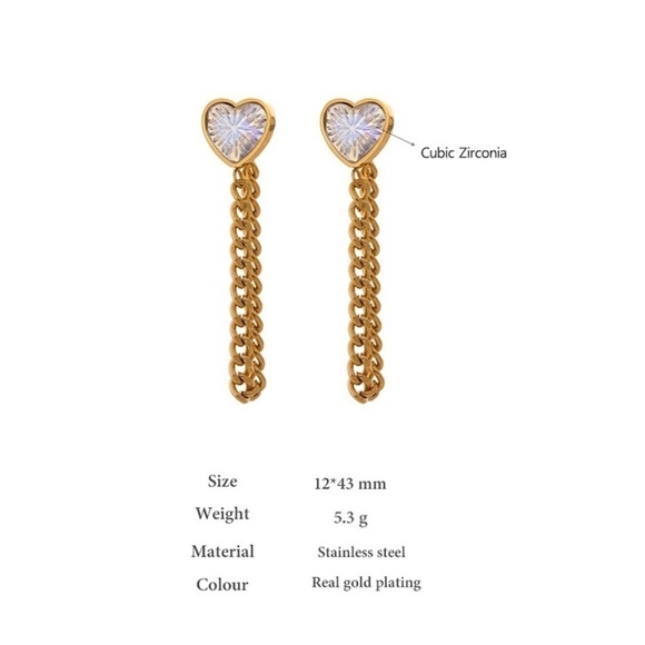 18k Gold Plated Shiny Cubic Zirconia Earrings - Picture 4 of 9